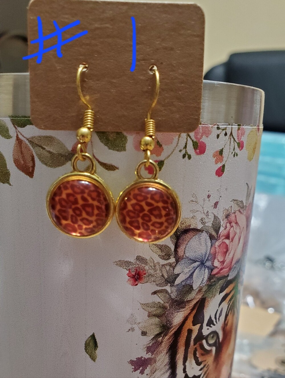 Druzy Animal Print Wired Earrings w/ Rubber Backings.